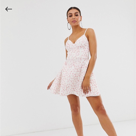 ASOS DESIGN smudge print mini dress with origami Skirt Size 4 - Picture 2 of 4